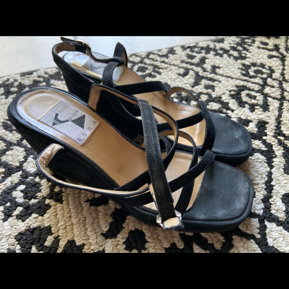 Cervone made in Italy wedge sandals black